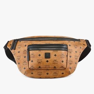 MCM Fursten Belt Bag in Visetos Tan Black Bum Bag